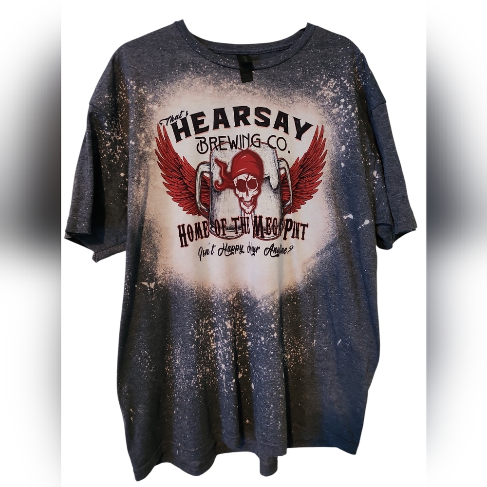 Hearsay Brewing Co. Home of the Mega Pint Johnny Depp 2x Plus Skull Wings Tshirt